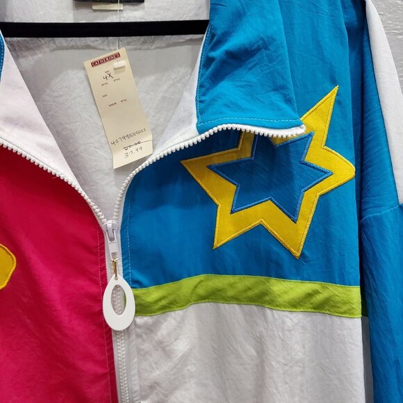 Silver Threads Windbreaker Jacket Women Plus Size 4X Blue White Full Zip Comfort - Picture 2 of 11